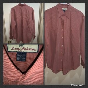 TOMMY BAHAMA Shirt SZ M CORAL LONG SLEEVE BUTTON